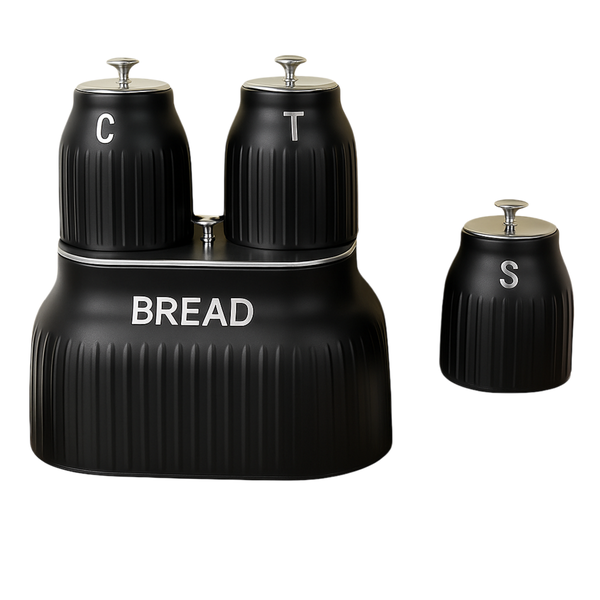 4 Piece Kitchen Storage Set - Bread, Tea, Coffee, Sugar