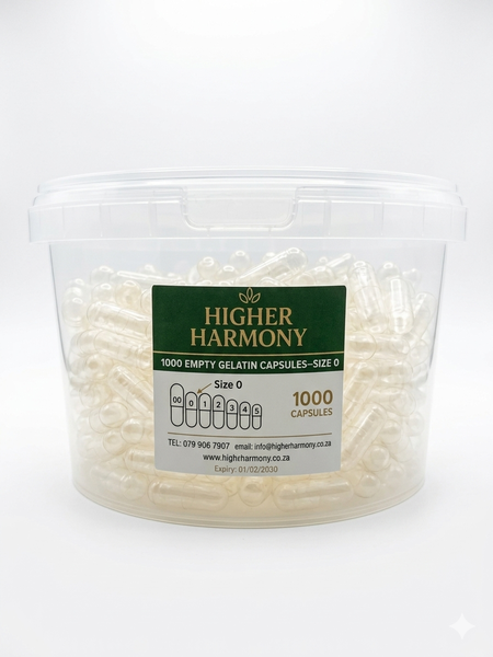 1000 Empty Capsules Size 0 (Clear Gelatin) Closeable Container