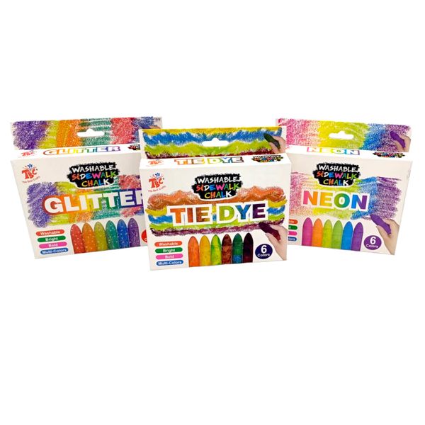 3-Pack TBC The Best Crafts Washable Sidewalk Chalk Set
