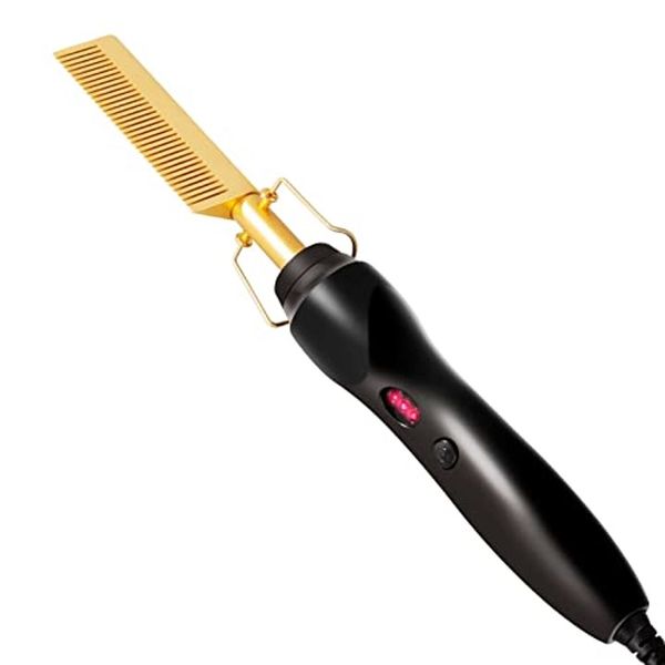 Electric Hair Hot Comb for Women and Men - 2 in 1 Straightener/Curling iron