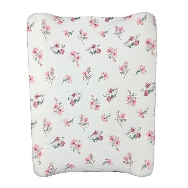 2 in 1 Moses Basket Fitted Sheet &amp; Changing Mat Cover - Pincushion Protea