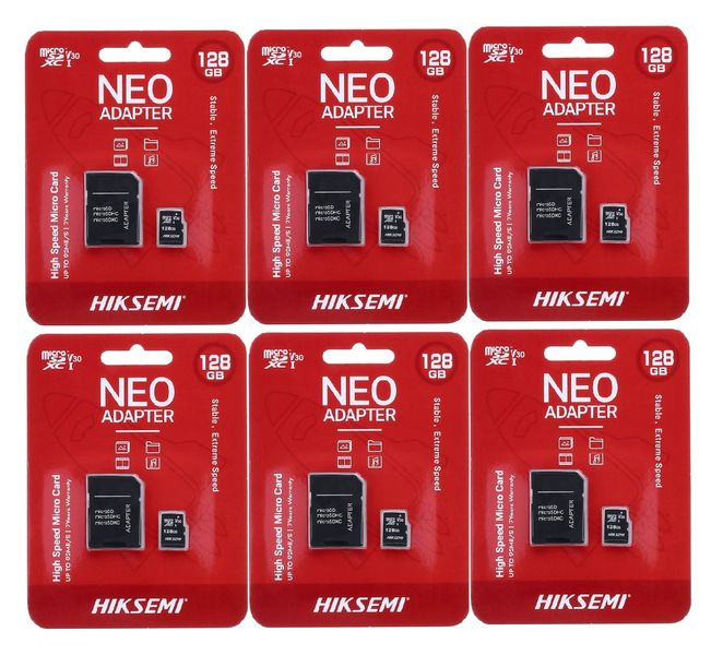 HIKSEMI Neo 128GB Micro SD Card with Adapter (Pack of 6)
