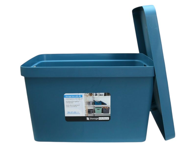 Plastic Storage Box with Lid - Dark Blue 37x28x22CM