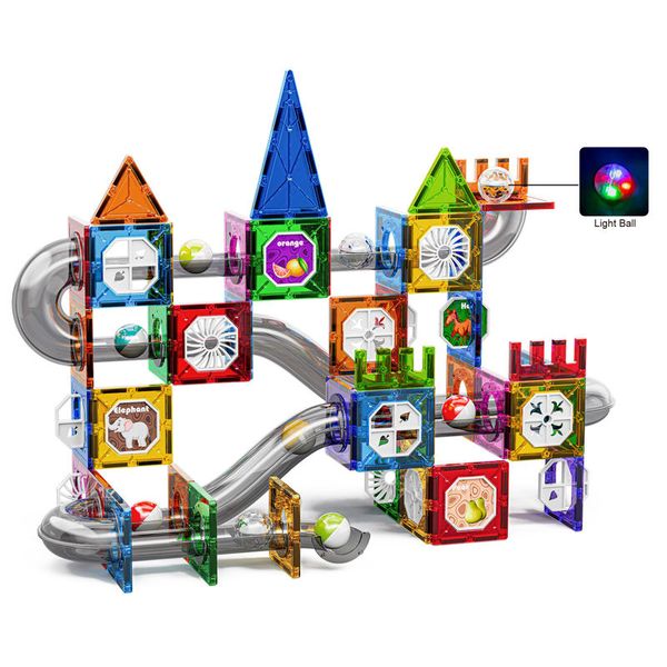 HEMCO Light Ball Magnetic Tiles Blocks Construction Pipe Set 122 Piece S-C007