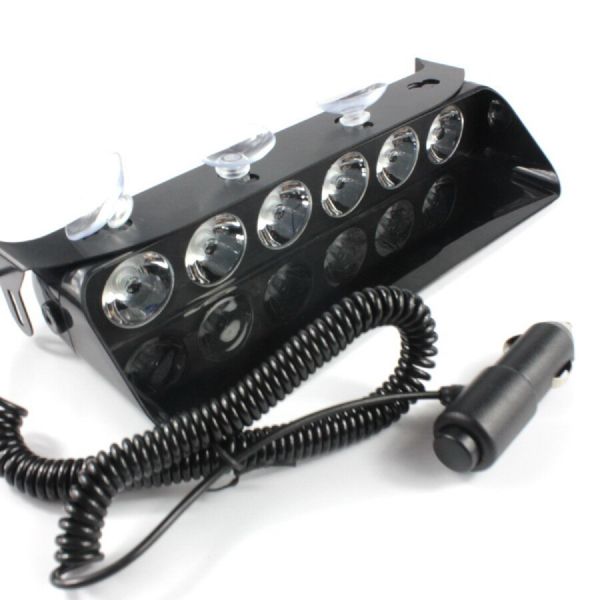 Dash-Mount Emergency Strobe Warning Light - White 9 LED