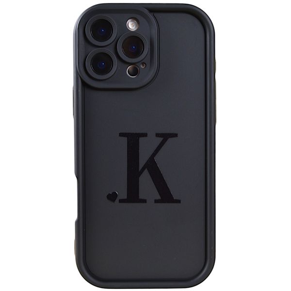 Phone Case with Bubble Edge &amp; Initial K - Iphone 16 Pro - Black