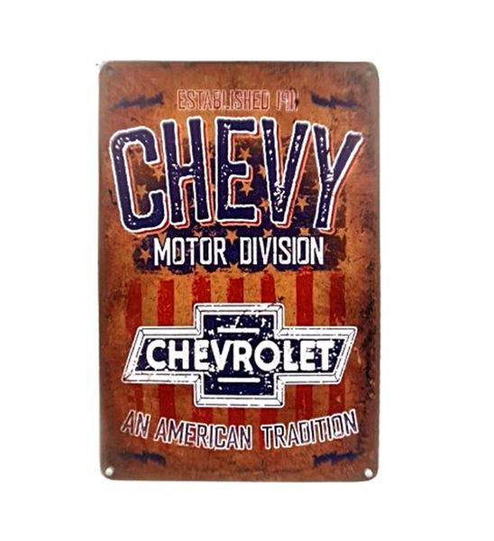 CHEVROLET An American Tradition Retro Style Metal Sign for Bar Wall Décor