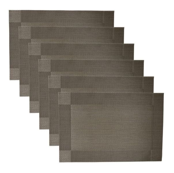 6 Placemats PVC Rectangular Brown