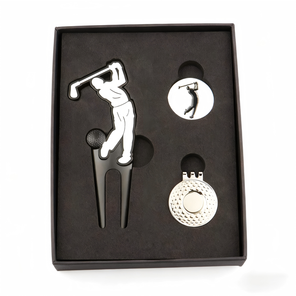 Golf Green Fork, Hat Clip and Ball Marker Gift Set