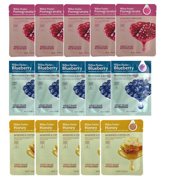 Million Pauline Hydrating Facial Sheet Masks (15 x Assorted)