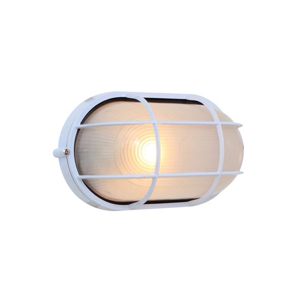 Eurolux - Large Oval Bulkhead With Grid White 230V