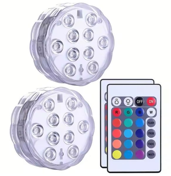 2 Pack Submersible LED Lights with Remote Control
