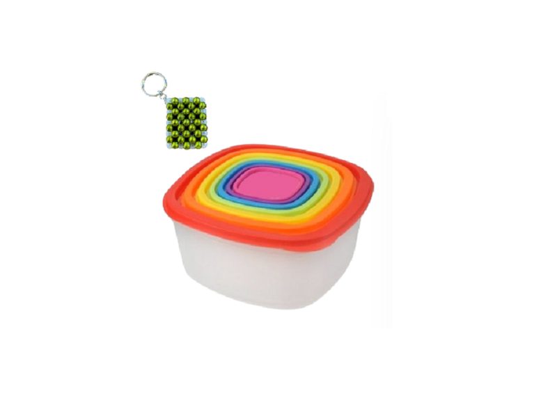 Airtight Transparent Rectangular 7 Lunch Box Plus Key Holder