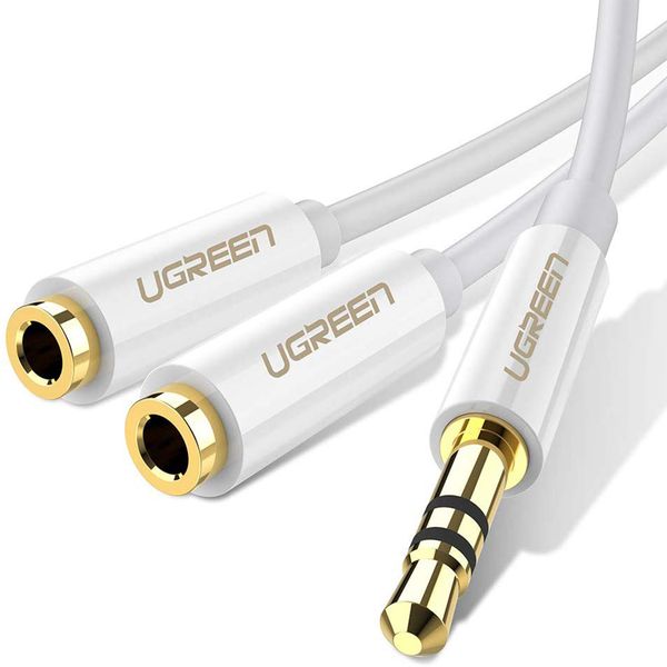 UGreen 10739 3.5mm Male to 2x Female Audio Splitter 0.25m Cable-WH