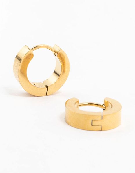 Lovisa Waterproof Gold Plated Stainless Steel Wide Huggie Earrings