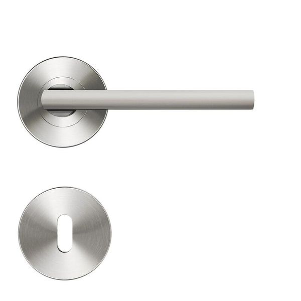 Dhr2023 Door Handle Rosace Lee Set 8 Nickel Brushed Glossy