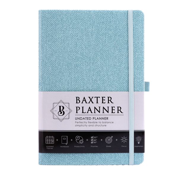 Baxter Undated Planner A5 Light Blue - Durable Synthetic Fibre Flexcover