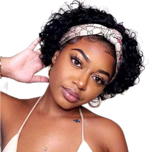 6" Brazilian Hair - Curly Pixie Wig