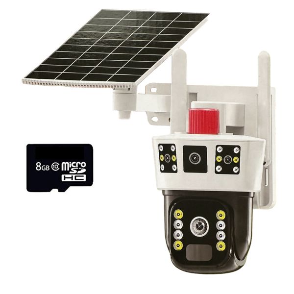 Solar Powered 6MP 3K 3 Lens 4G Sim Operated Security Camera &amp; 8GB Card