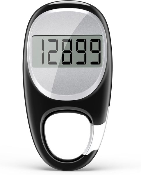 3D Walking Pedometer with Carabiner Design, Tracks Steps, Distance