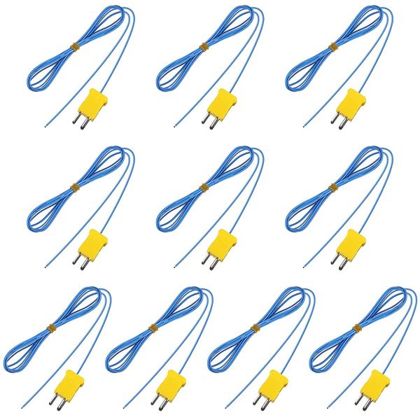 10 Pcs 2M K-Type Temperature Sensor Connector Compatible with Universal