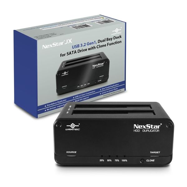 Vantec NexStar JX USB3.2 Dual Bay Dock for SATA Drive with Clone Function