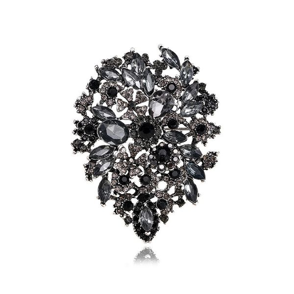 Black Crystal Leaf Brooch image