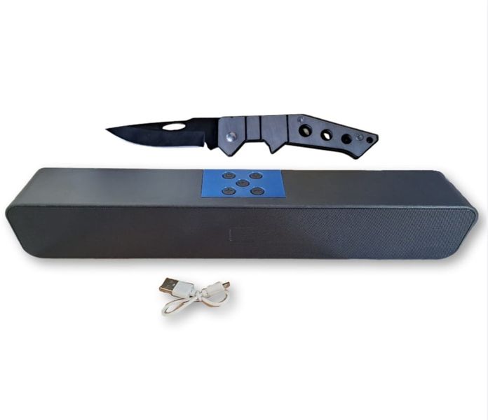 Long Bar Shape Dual-speaker and Pocket Knife