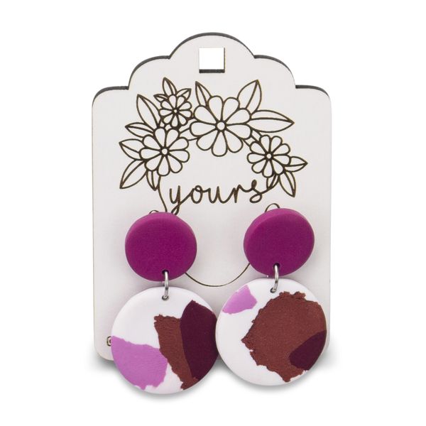 Yours - Hanging Earrings - Plum, Pink, Bronze and White - Resin