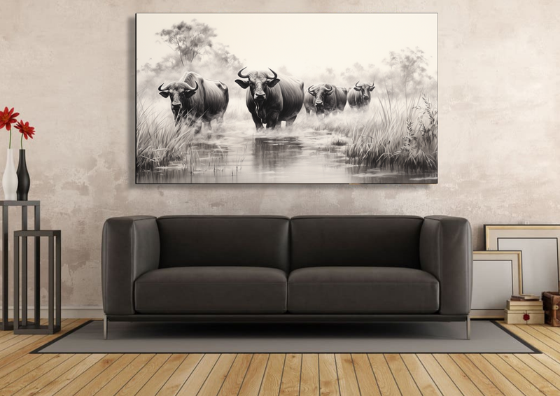 Canvas Wall Art - Buffalo Herd Abstract - HC1093