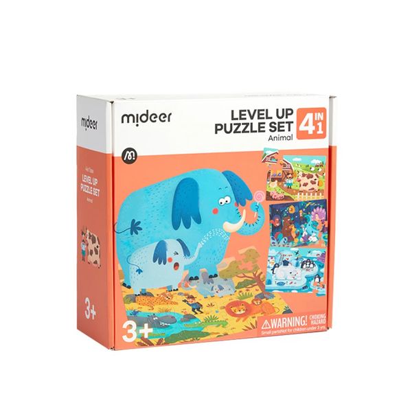 Mideer Level Up Puzzles Set - 4-in-1 - Animals