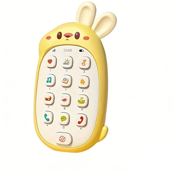 Baby Rabbit Cellphone Toys with Lights Songs Educational Toy-yellow