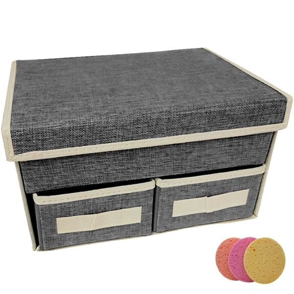 Cotton Linen Underwear Socks Assortment Storage-Grey 3 Facial Sponges
