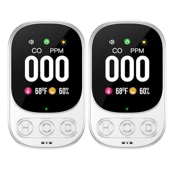 2-Pack Carbon Monoxide Detector, Co Alarm W/Temp &amp; Humidity Display