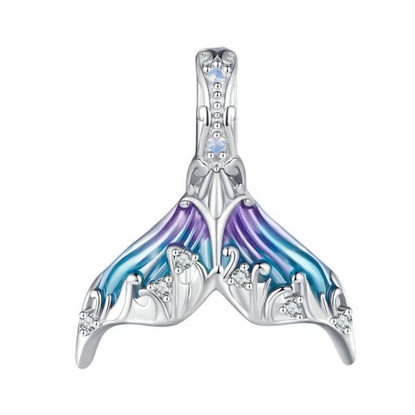 Sterling Silver Charm, Whale Tail Charm European Bracelet, Charm for Women