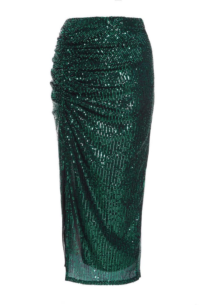 Quiz Ladies - Green Sequin Ruched Midi Skirt | Shop Today. Get it ...