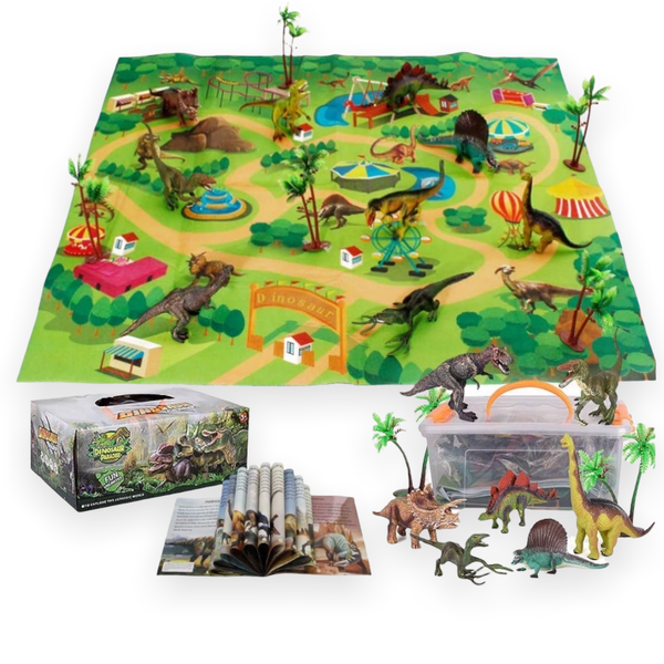 Dinosaur Paradise Activity Play Mat with Toy Models - STEM Toys for Boys