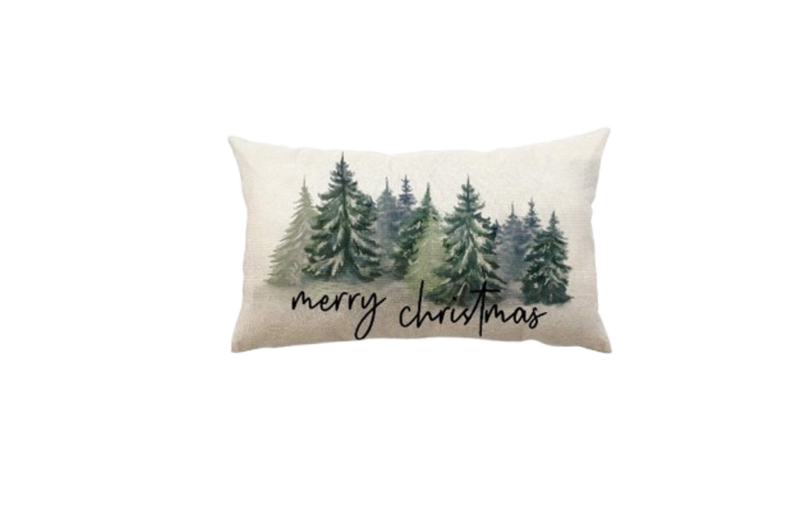 Merry Christmas Pillow Cover - Trees