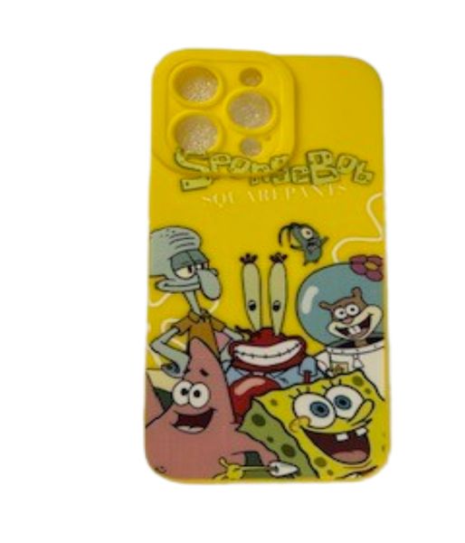 Stylish Sponge Bob Designed Phone Cover- Compatible with iPhone 16 Pro