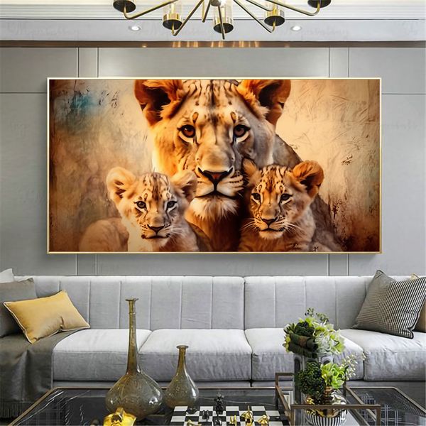 Canvas Wall Decor - Lioness and Cubs - 0481