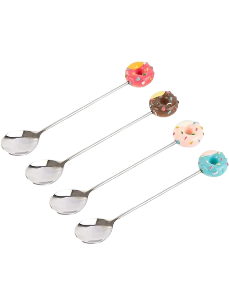 4 Piece Donut Decor small Spoon Set