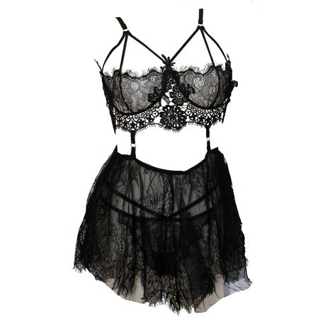 Lace Lingerie Set 3 Pieces Bralette Bra and Mini Skirt With G-String, Shop  Today. Get it Tomorrow!