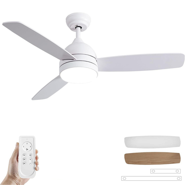 Stellar Lighting Ceiling Fan Light and Remote 3 Two-Sided Blades 42 Inch