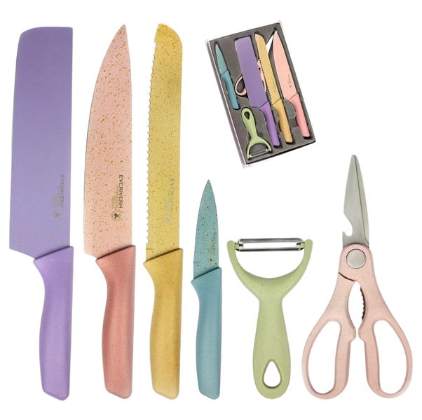 6 Piece Colorful Knife Collection for Home &amp; Travel
