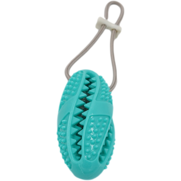 Dog Teeth Cleaning Oval Chew Toy- Blue-green