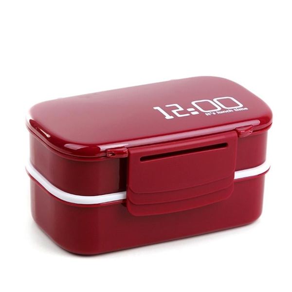 1400ml Large Capacity Double Plastic Lunch Box 12:00 Microwave Kitchen Ben