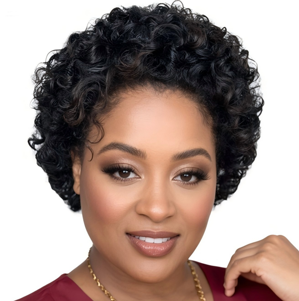 Curly Pixie Cut Wig - Golden Perfect 100% Human Hair Wig, 13x1 Lace Front