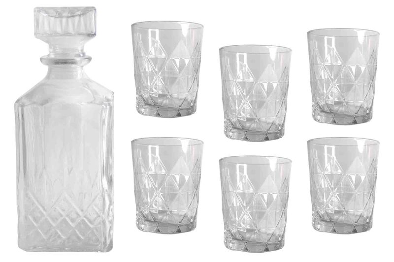 7 Piece Angular Glass Carafe and Tumbler Set