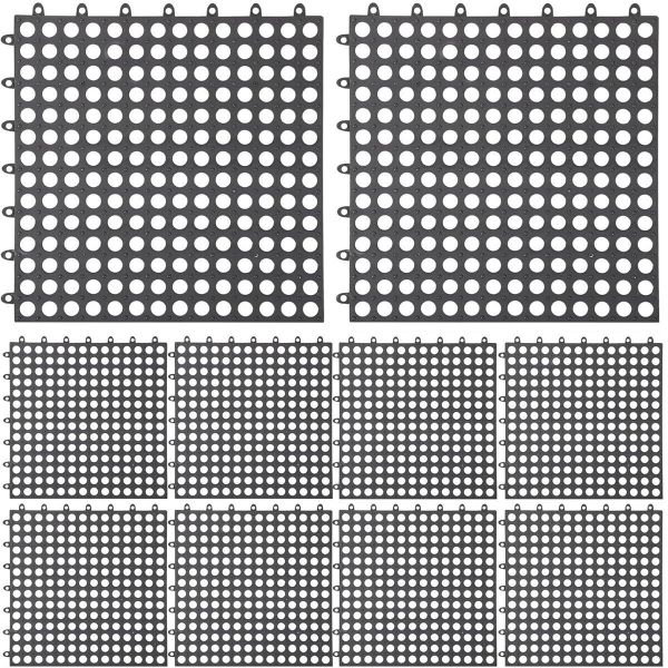 10 Pack Drainage Tiles Modular Interlocking Floor Tiles Bathroom Floor Mat