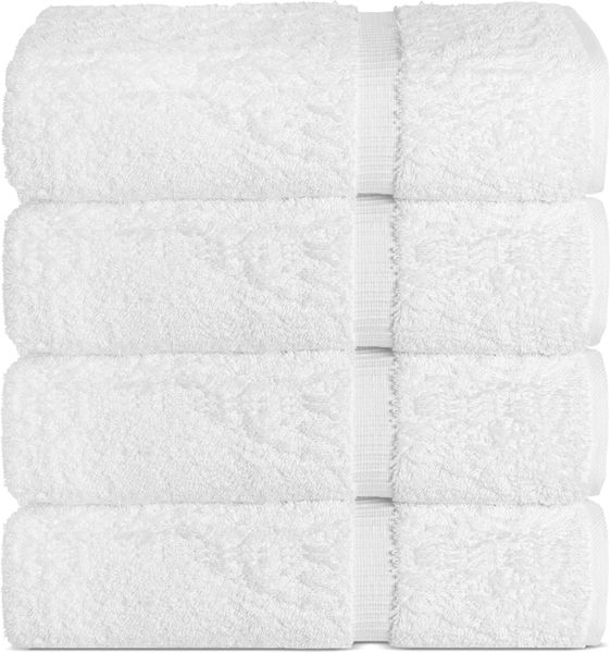 Bath Towels, Turkish Towels, 4Piece 27x54 Inch Soft Absorbent White